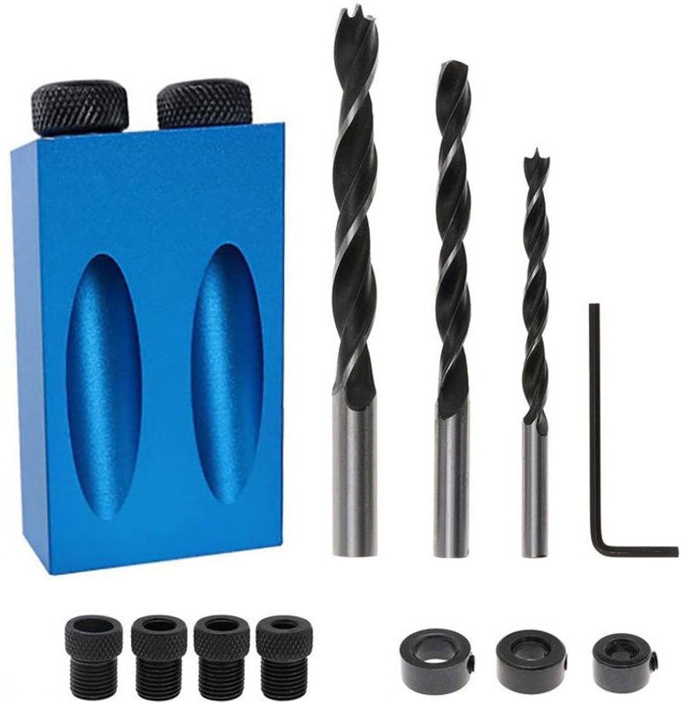 Multifunktionaler Winkelpositionierer für Holzbearbeitung – 14-Loch-Spannset für 15°-Winkelbohrungen, inklusive 6/8/10-m...