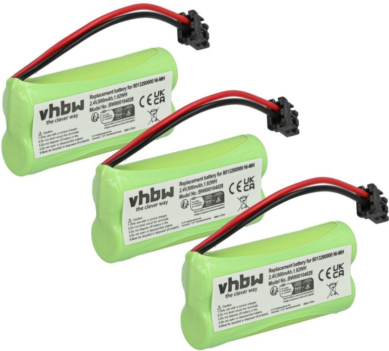 Vhbw - 3x Akku kompatibel mit VTech CS6229, CS6229-3, CS6229-2, CS62293, CS62292, CS6219-4 schnurlos Festnetz Telefon (8...