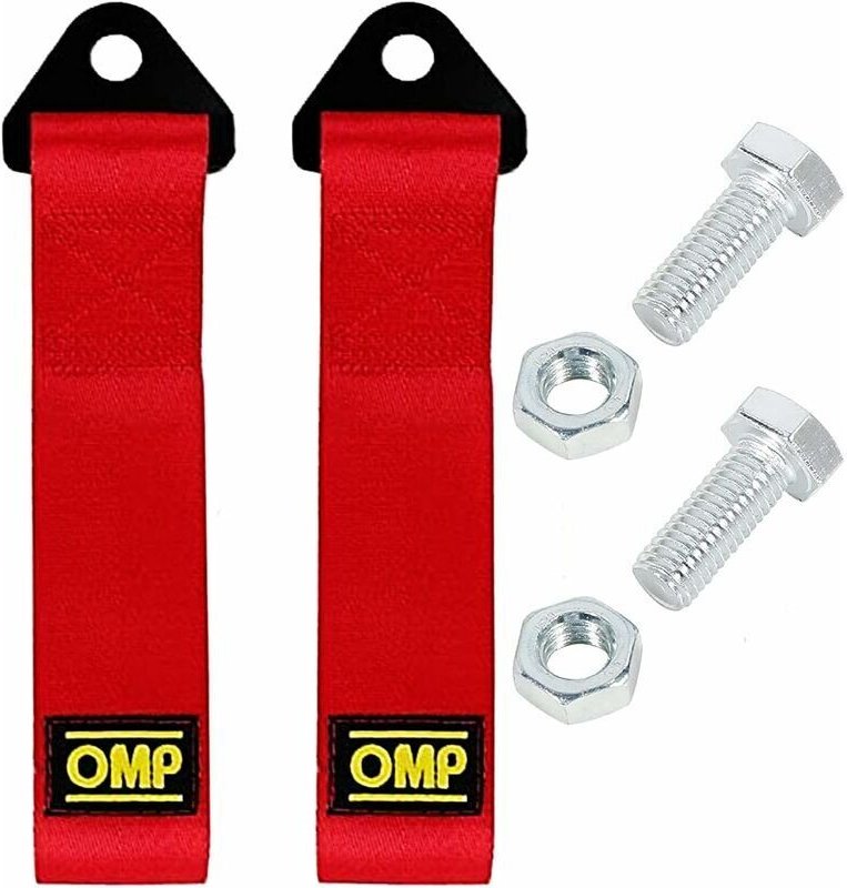 2 Nylon-Abschleppseile für Rennwagen, Sport-Abschleppgurte, für vordere und hintere Stoßstangen (rot)