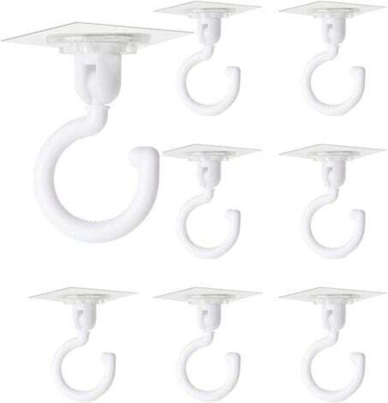 8 Stück selbstklebende, transparente Haken, 360-Grad drehbarer, stark haftender Decken- und Wandhaken ohne Bohren für Ba...