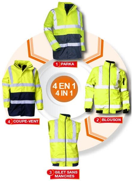 LMA - Prävention Parka 4 in 1 hohe Sichtbarkeit T6 xxl Neongelb/ Marine - 5002 T6/XXL