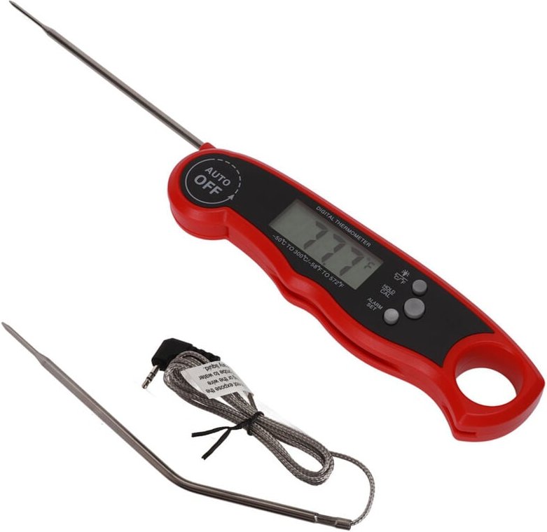 Digitales Fleischthermometer mit 2 Sonden, Alarmfunktion und Hintergrundbeleuchtung zum Garen von flüssigem Fleisch im B...