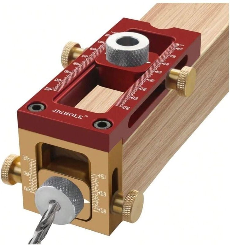 Verstellbare Schraubzwinge, 2-in-1-Kreuzstift-Bohrschablonen-Set, Holzbearbeitungskörner, Taschenlochbohrlehre