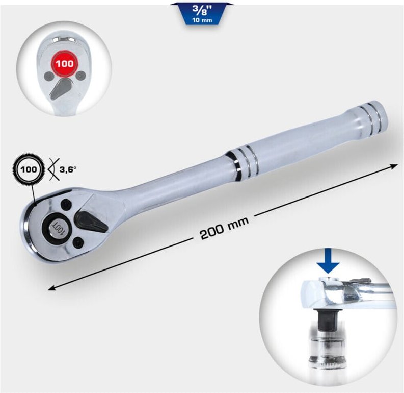 Brilliant Tools - 3/8' Umschaltknarre mit Metallgriff
