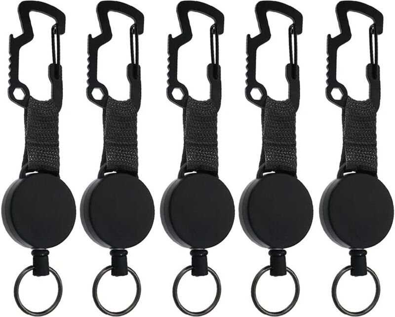 Einziehbarer Schlüsselanhänger, 5 Stück, einziehbarer Schlüsselanhänger, Ausweishalter, einziehbare Spule, einziehbare S...