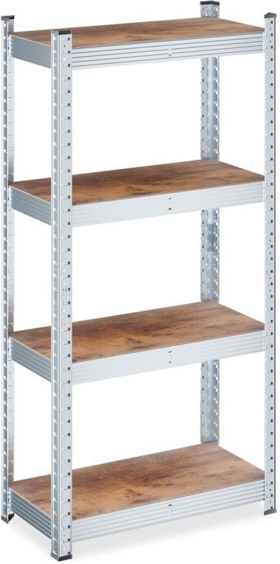 Schwerlastregal, HxBxT: 120 x 60 x 30 cm, 700 kg, verzinkter Stahl, Lagerregal Keller & Garage, braun/silber - Relaxdays