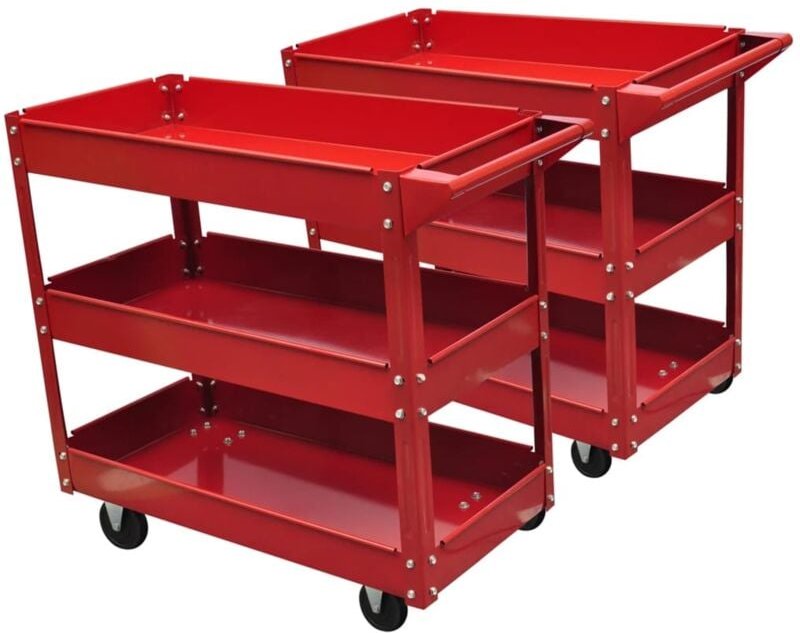 Maison Exclusive Werkstattwagen mit 3 Ablagen 2 Stk.