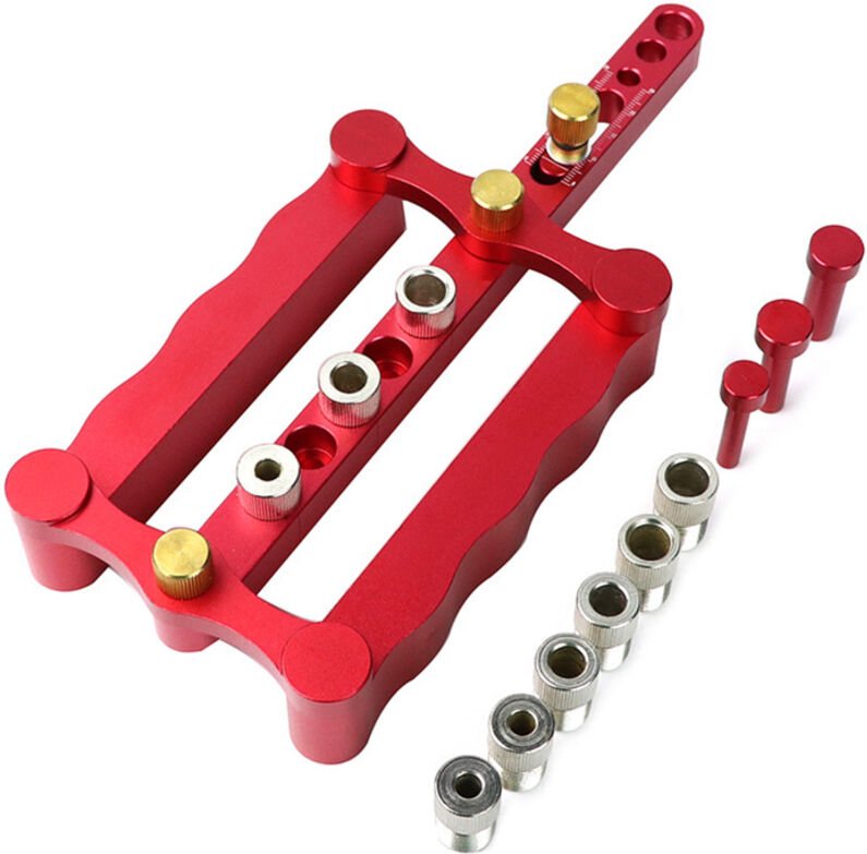 Holzbearbeitungs-Bohrschablonen-Set - 6/8/10 mm - Holzbearbeitungswerkzeug (Rot)