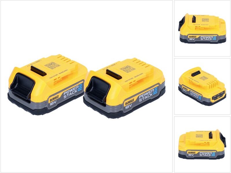 DeWalt Akku Set DCBP 034 E2 2x Powerstack Akku 18 V 1,7 Ah / 1700 mAh XR Li-Ion - mit Ladestandanzeige