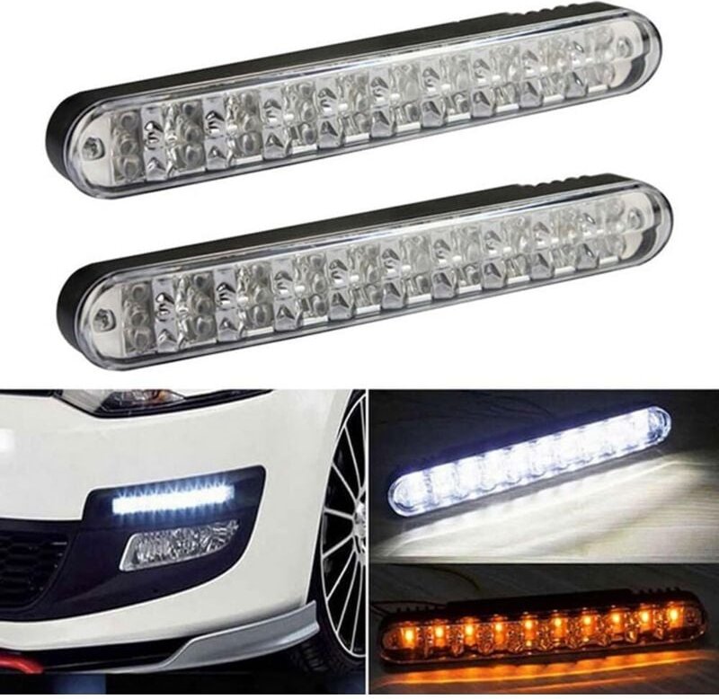 2 Pièces x 30 LED SMD Feux de jour/auto clignotants/Daytime Running DRL TFL avec fonction clignotant en couleur jaune