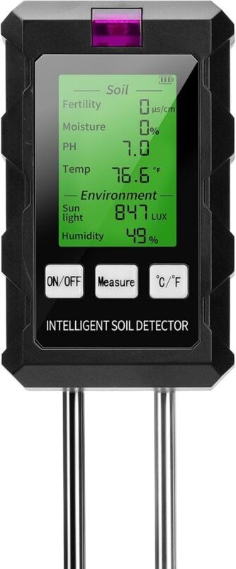 6-in-1-Bodenmessgerät: pH-Wert/Temperatur/Feuchtigkeit/Licht, Dual-Sonden-Technologie, pH-Meter für Boden, Garten, Landw...