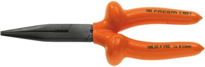 FACOM Flachrundzange 1000V isoliert 200 mm, lange gerade Backen