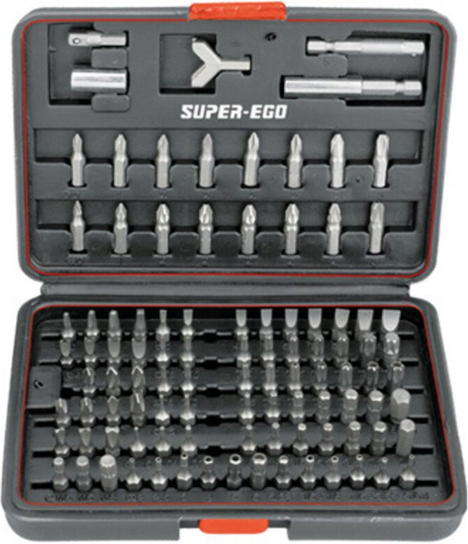Satz mit 100 1/4 Cr-Vanadium-Schraubendreherbits seh1500 super ego