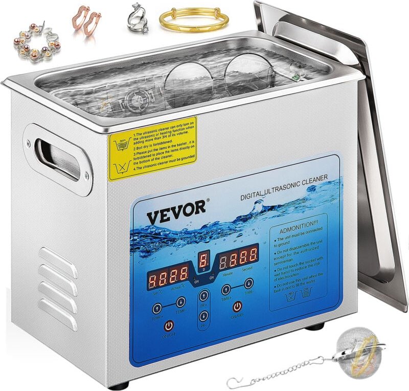 VEVOR Ultraschallreinigungsgerät Ultraschallreiniger Ultraschallgerät 6 L für Brille Uhren Schmuck Ohrringe Ringe Halske...