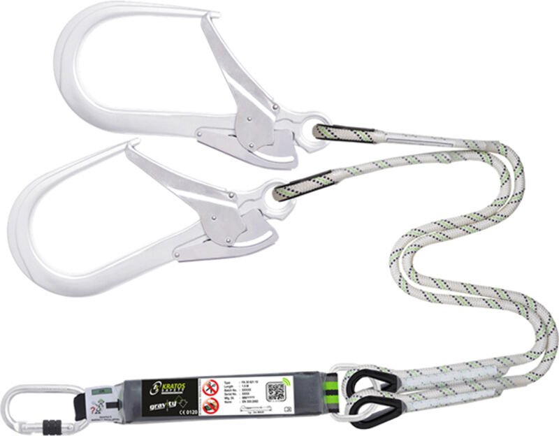 Gabel-Verbindungsmittel aus geflochtenem Seil mit Falldämpfer und Aluminiumkarabinern – 1,50 m - FA3062115