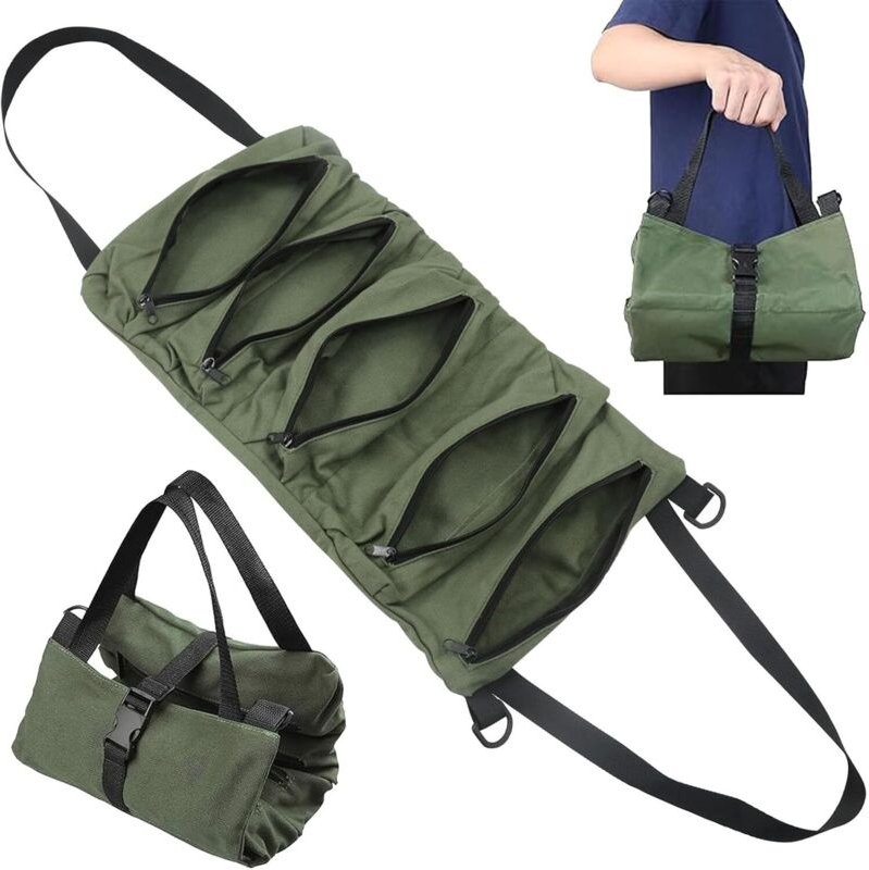 Werkzeugtasche, wasserdichte Roll-Up-Werkzeugtasche, multifunktionale Werkzeugtasche aus Canvas für Schraubenschlüssel, ...