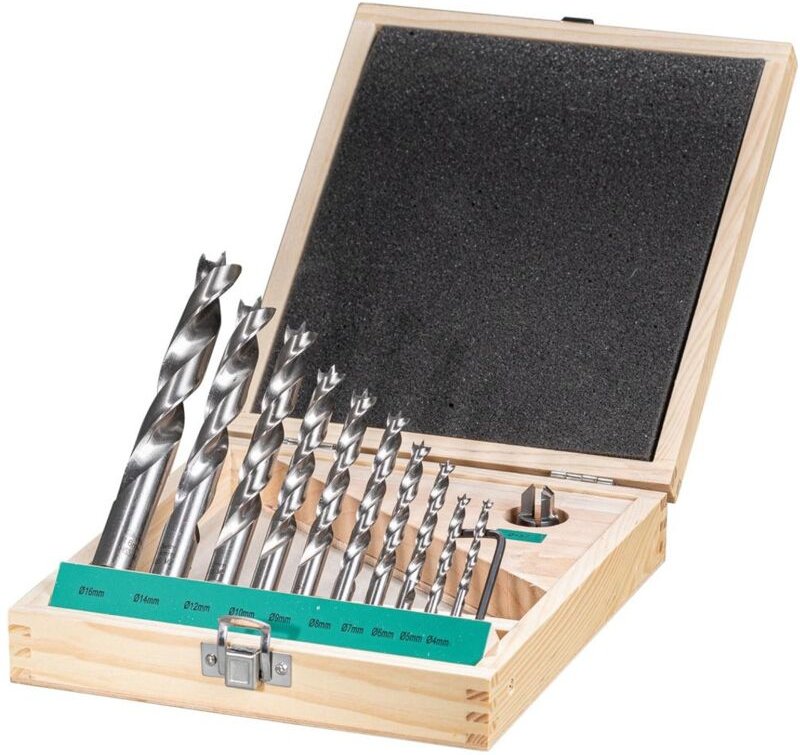 FP - Holzspiralbohrer Satz hss 11-tlg. fortis 4,5,6,7,8,9,10,12,14,16mm und 1 HW-Vers
