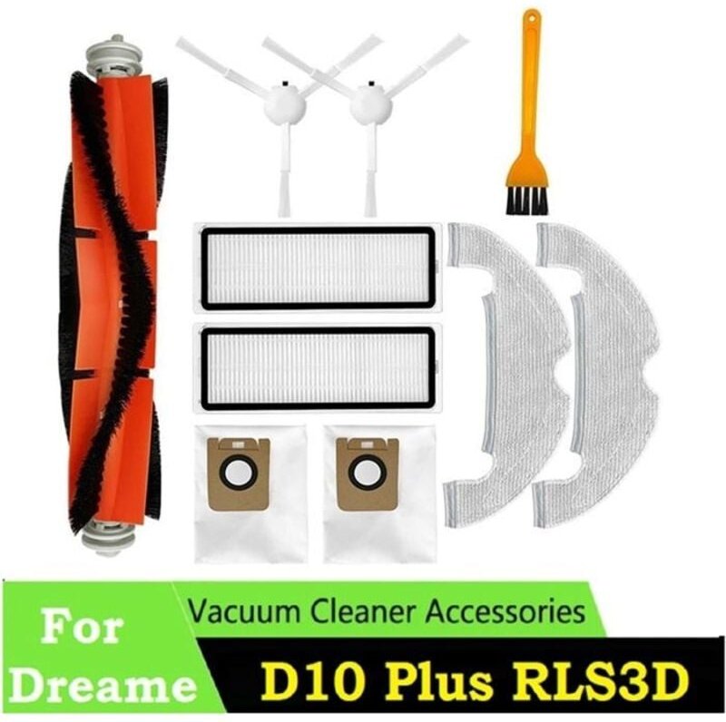 10-teiliges Zubehörset für Xiaomi Dreame Bot D10 Plus RLS3D L10 Plus/Z10 Pro Staubsauger, Haupt- und Seitenbürste, Filte...