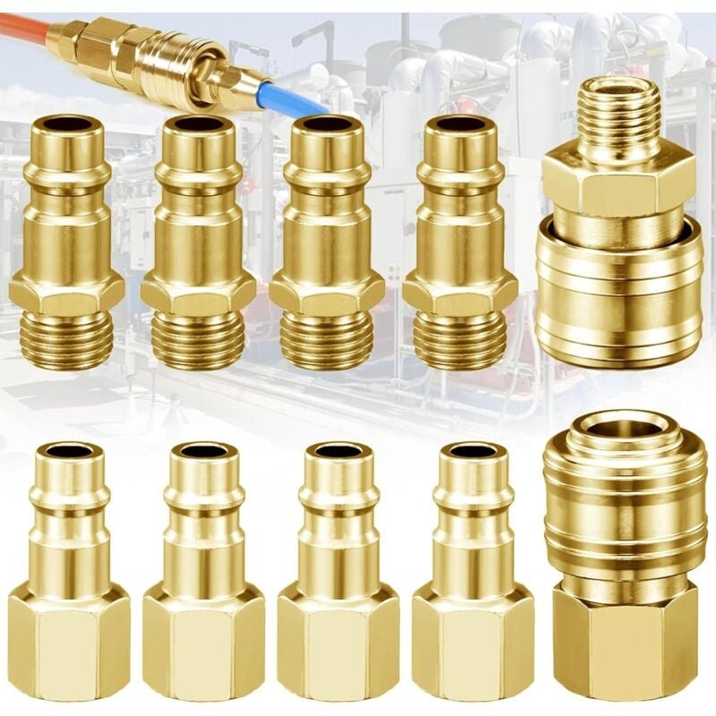 10 Stück Euro-Druckluftverschraubung 1/4 Zoll bsp Schnellkupplung, Druckluft-Schnellkupplung, Luftkompressor-Armaturen S...