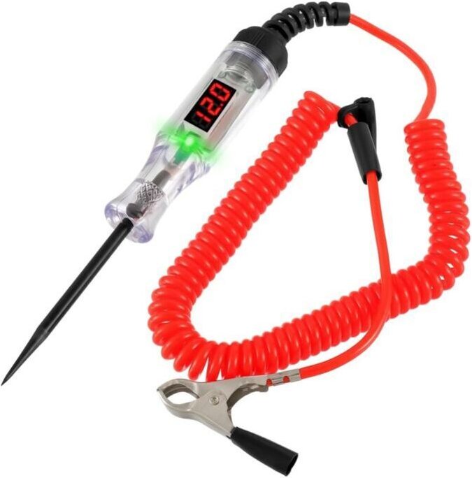 3-120V Kfz-Stromkreisprüfer, Kfz-Spannungsprüferstift mit LCD-Bildschirm, Federkontaktkabel, Krokodilklemme, Polaritätsp...