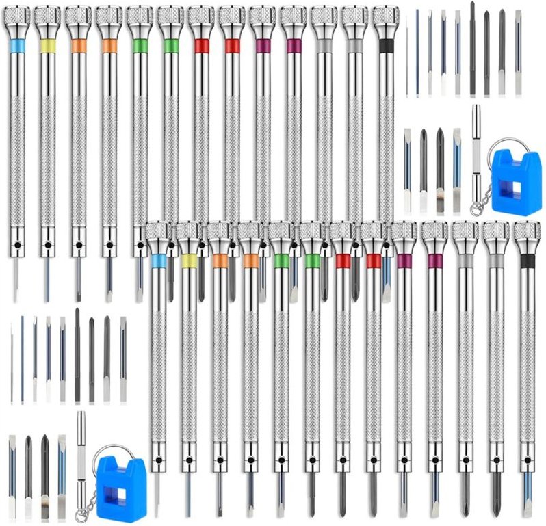 26-teiliges Uhrenschraubendreher-Set, rutschfester kleiner 0,6–2,0-mm-Mini-Schraubendreher, Werkzeugsatz für die elektro...