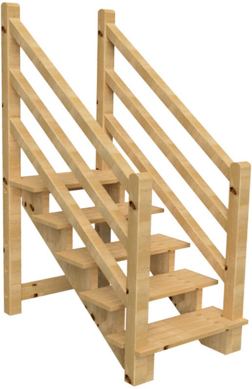 Terrassentreppe VENEZIA mit Treppengeländer beidseitig, 5 Stufen, H88cm B120cm, ohne Setzstzufen