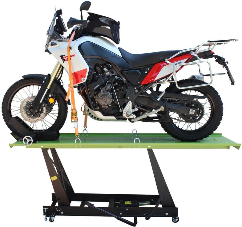Motorradhebebühne hydraulisch 450 kg Extra-Breit 67,5 cm Bühne Montagerampe Heber schwarz/grün
