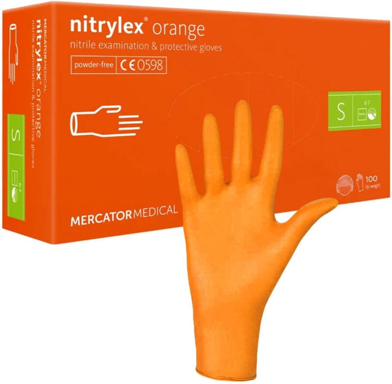 Mercator Nitrylex Orange Nitrilhandschuhe S 100 Stück