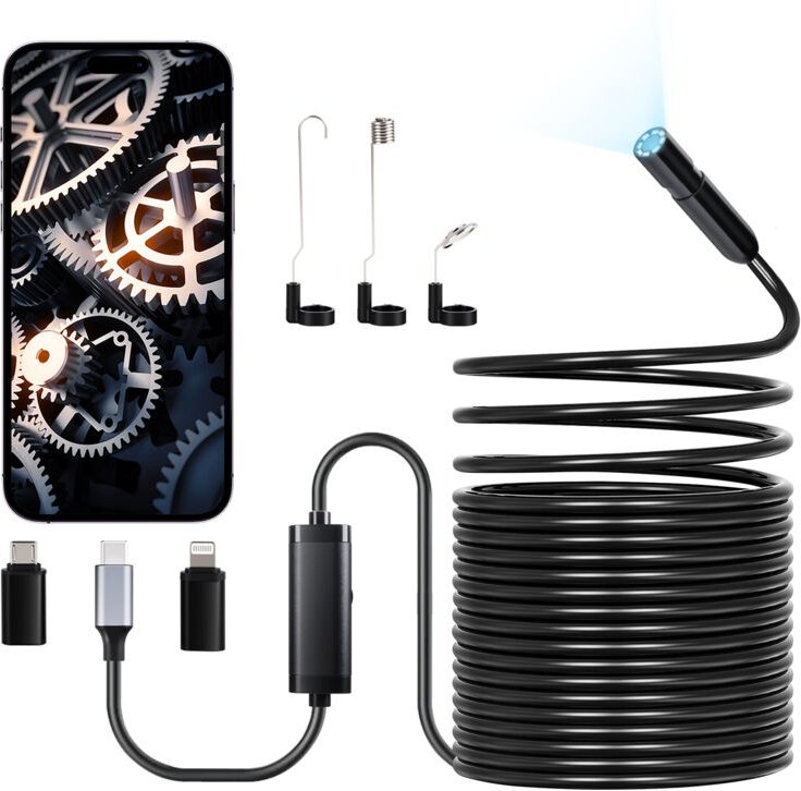 VEVOR Endoskopkamera mit 15 m langem Kabel, 1920P HD-Inspektionskamera für Android & iOS, industrielle Kanal-Kamera mit ...