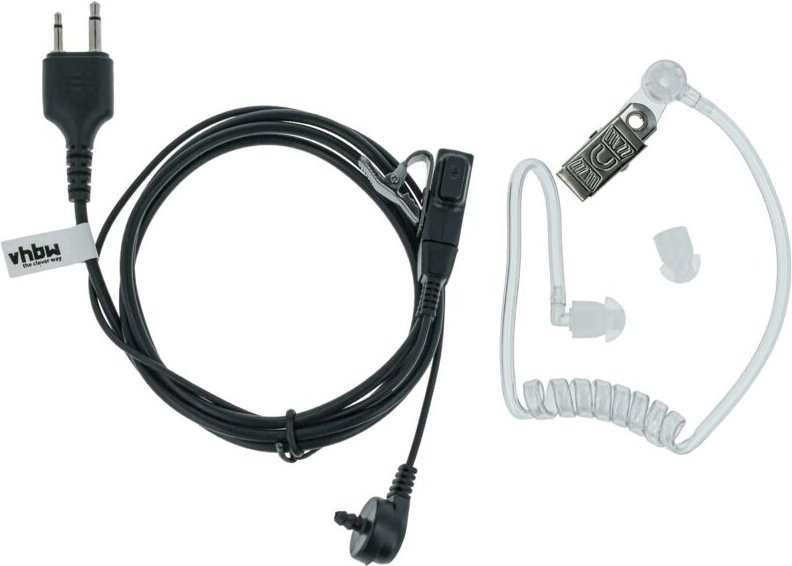 vhbw Headset kompatibel mit Icom IC-V80, IC-V68, IC-V82, IC-V8, IC-V80E Funkgerät mit PTT Mikrofon - transparent, schwar...