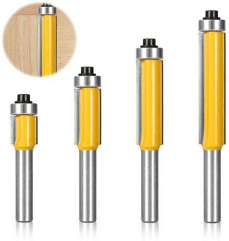 4 Stück 8mm Schaft Kopierfräser, Oberfräser mit oberem Lager, Holzfräser, für Heimwerker-Holzbearbeitung, Schneiden und ...