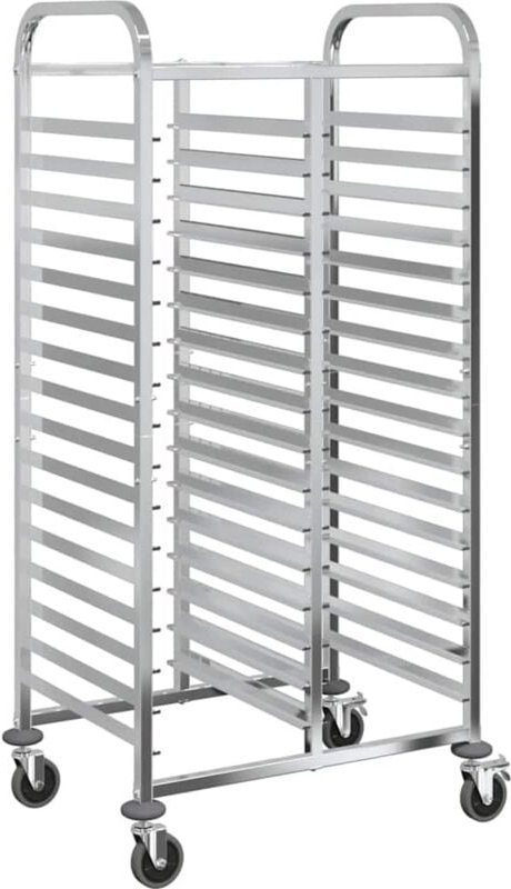 vidaXL Tablettwagen mit 32 GN-Behältern 75x55x162,5 cm Edelstahl