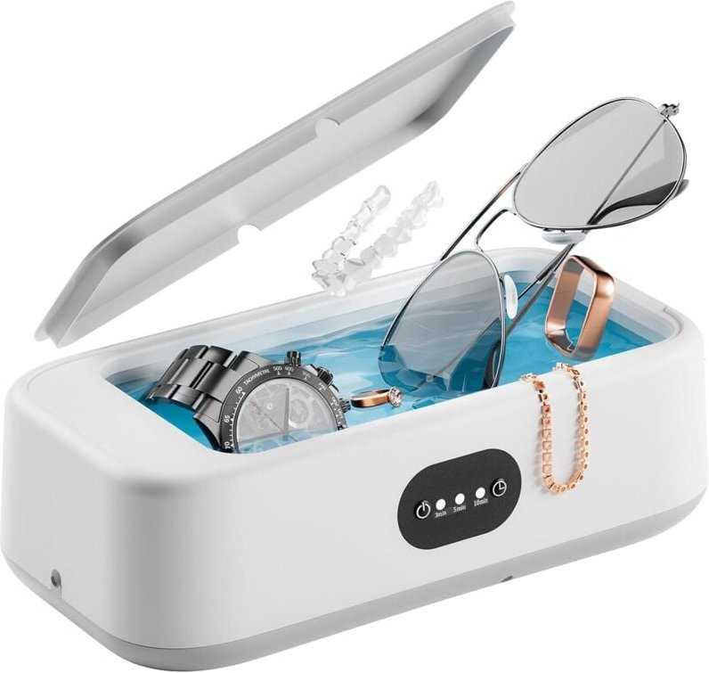 Ultraschallreiniger mit 640-ml-Ultraschalltank, 49.000-Hz-Ultraschall-Brillenreiniger mit 3 Timer-Einstellungen, tragbar...