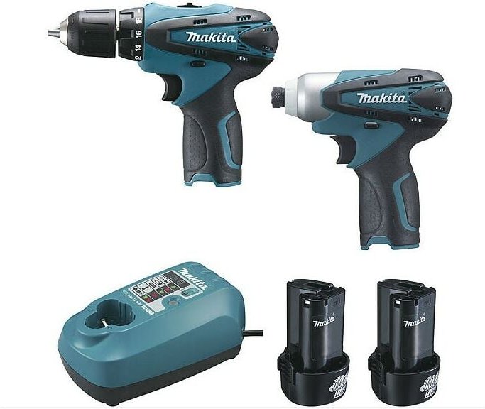 Makita - lot 10.8V 1.3Ah Li-Ion: DF330D-Bohrschrauber + TD090D-Schlagschrauber im MAK-PAC-Koffer - LCT204J