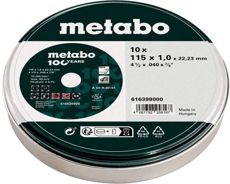 Metabo - 10 Trennscheiben-SP 115x1,0x22,23- 100 Jahre (616398000)