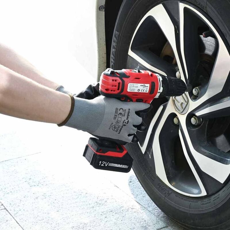 Arbeitshandschuhe 24 pcs Grau und Schwarz 9 / l Polyester vidaXL