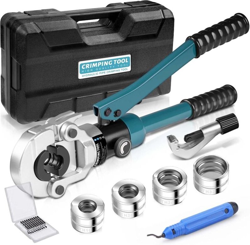 Profi Presszange Kupferrohr CR TH-Kontur mit Rohrabschneider, Handpresszange Kupferrohr Presszange Verbundrohr mit TH16 ...
