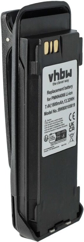 vhbw Akku Ersatz für Motorola PMNN4101A, PMNN4077, PMNN4101 für Funkgerät, Walkie Talkie (1800 mAh, 7,4 V, Li-Ion) + Gür...