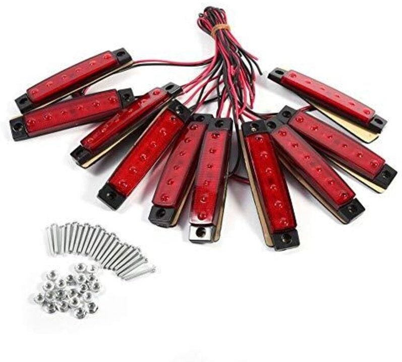 Set mit 10 Seitenmarkierungsleuchten für Anhänger, 6 LEDs, 24 V, rechteckige Blinker für Lkw, Transporter, Wohnwagen, La...
