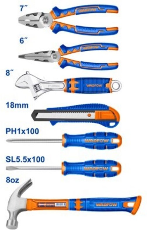 WADFOW 7-teiliges Handwerkzeug-Set, Zange, Hammer, Schraubendreher