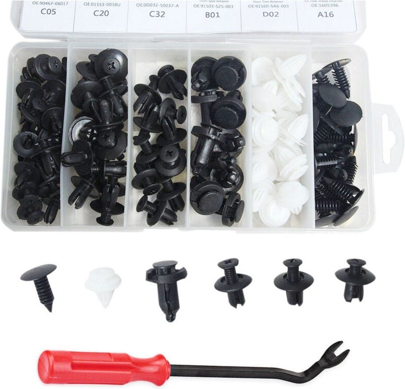 100 Stück Karosserie-Befestigungsclips, Kunststoffnieten, Stoßstangenbefestigungen, Türverkleidungsschrauben mit Demonta...