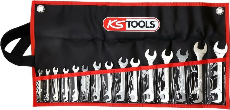 Doppelmaulschlüssel-Satz,15°+75° 15-tlg, 3,2-17 mm