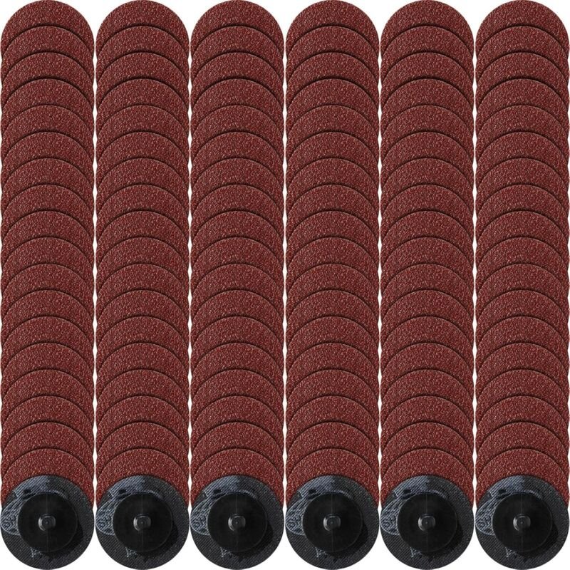 2-Zoll-Schleifscheiben (rot), Körnung 114, mit Rollen der Körnung 120 zum Oberflächenpolieren, Entgraten und Entrosten.