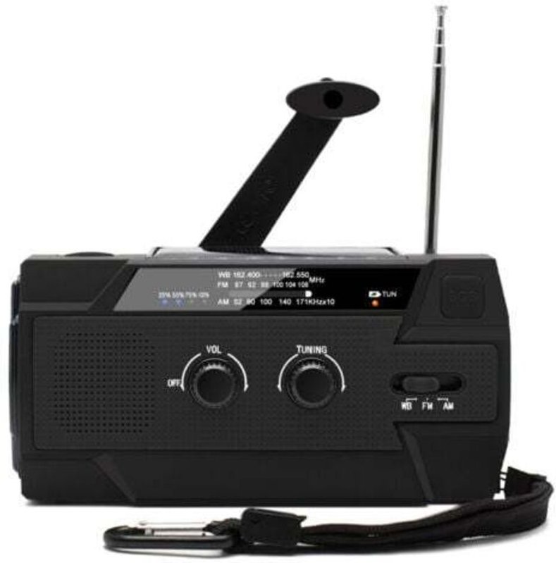 Tragbares Kurbelradio mit Solarfunktion, wiederaufladbares Dynamo-Radio mit AM/FM/WB, integriertem 4000mAh Akku, 4 LED-T...