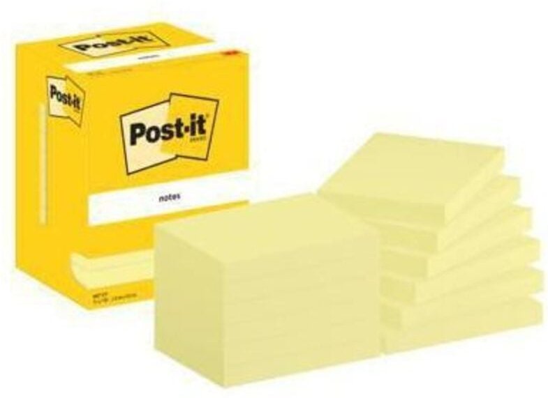 3M - Haftnotiz ® Notes 102 x 76 mm (b x h) gelb 100 Bl./Block 12 Block/Pack.