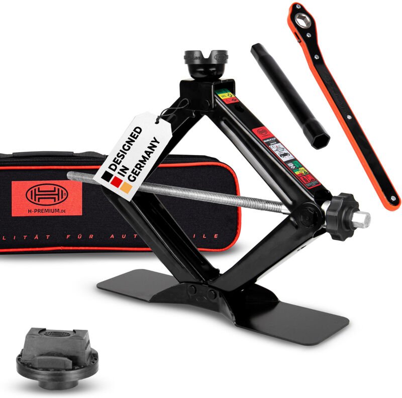 HEYNER® Wagenheber Scherenwagenheber 2t,Set inkl. Gummiauflage für Mercedes, 360° drehbar, inkl. Ratsche & Tasche, TÜV R...