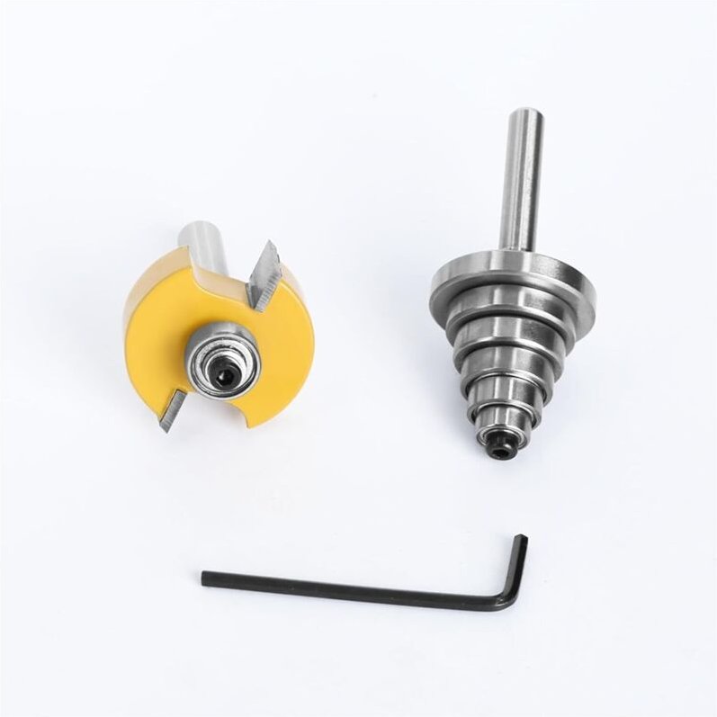 Holzfräser, 2 Stück, 8 mm Schaft, Falzfräser mit 6 verstellbaren Lagern, Zapfenfräser, Hartmetall, Holzbearbeitungs-Bits...