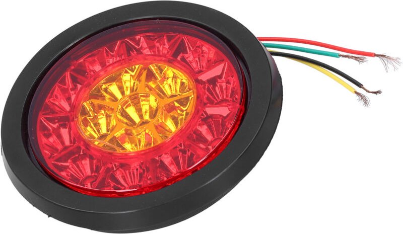 Runde Rückleuchte 12-24V 16LED, rote und gelbe Farbanzeige für Anhänger, LKWs, Wohnwagen und Wohnmobile.