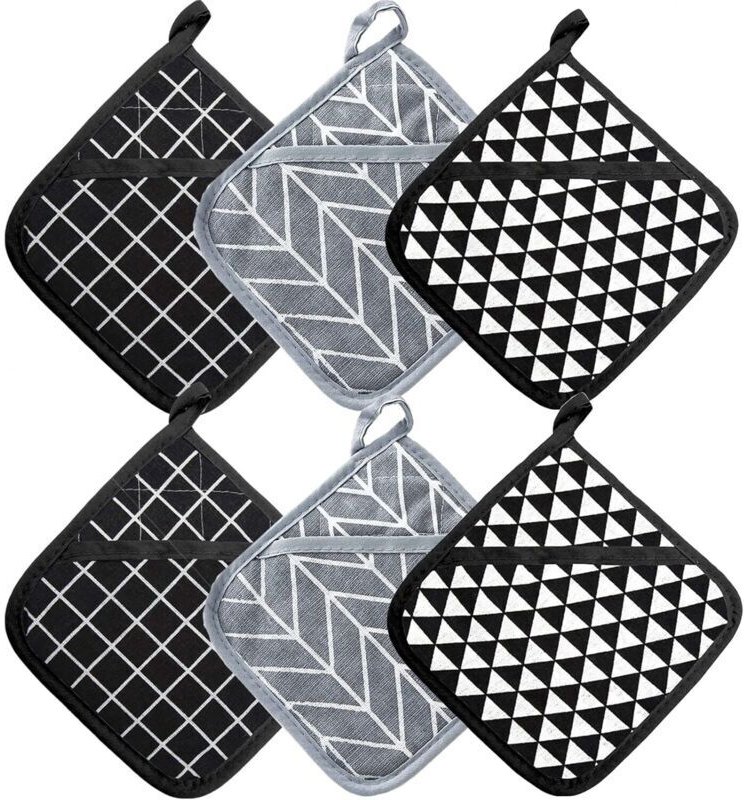 Hitzebeständige Ofenhandschuhe und Topflappen (200 °C), dickes Ofenhandschuh-Set aus recycelter Baumwolle, gefüllt mit B...