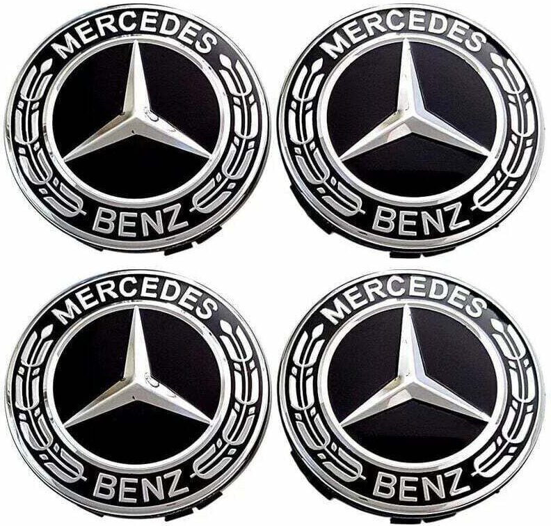 4-teiliger Radkappensatz, kompatibel mit Mercedes-Benz 75-mm-ABS-Radnabenabdeckungen, Autozubehör